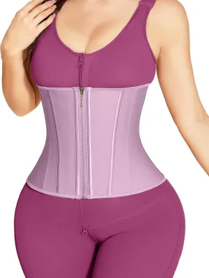 SHAPSHE Waist Trainer for Women, Workout Sports Girdle with Zipper, Body Shaper for Tummy Control Black
