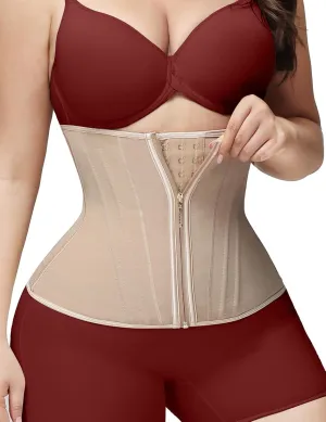 SHAPSHE Waist Trainer for Women Workout Waist Cincher for Tummy Control Corset Shapewear with Zipper Hook, TAN 2XL
