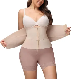 SHAPSHE Waist Trainer for Women Workout Waist Cincher Tummy Control Plus Size Waist Trimmer Belt with Triple Wrap Tan