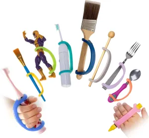 Silicone Universal Cuff, Adaptive Aid for Weak Hand Grip, Limited Mobility Holder for Daily Living - 9 Pack