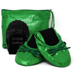 Silky Toes Women's Foldable Sequin Shoes Dressy Ballet Flats Roll Up Slipper Shoe with Matching Carrying Pouch
