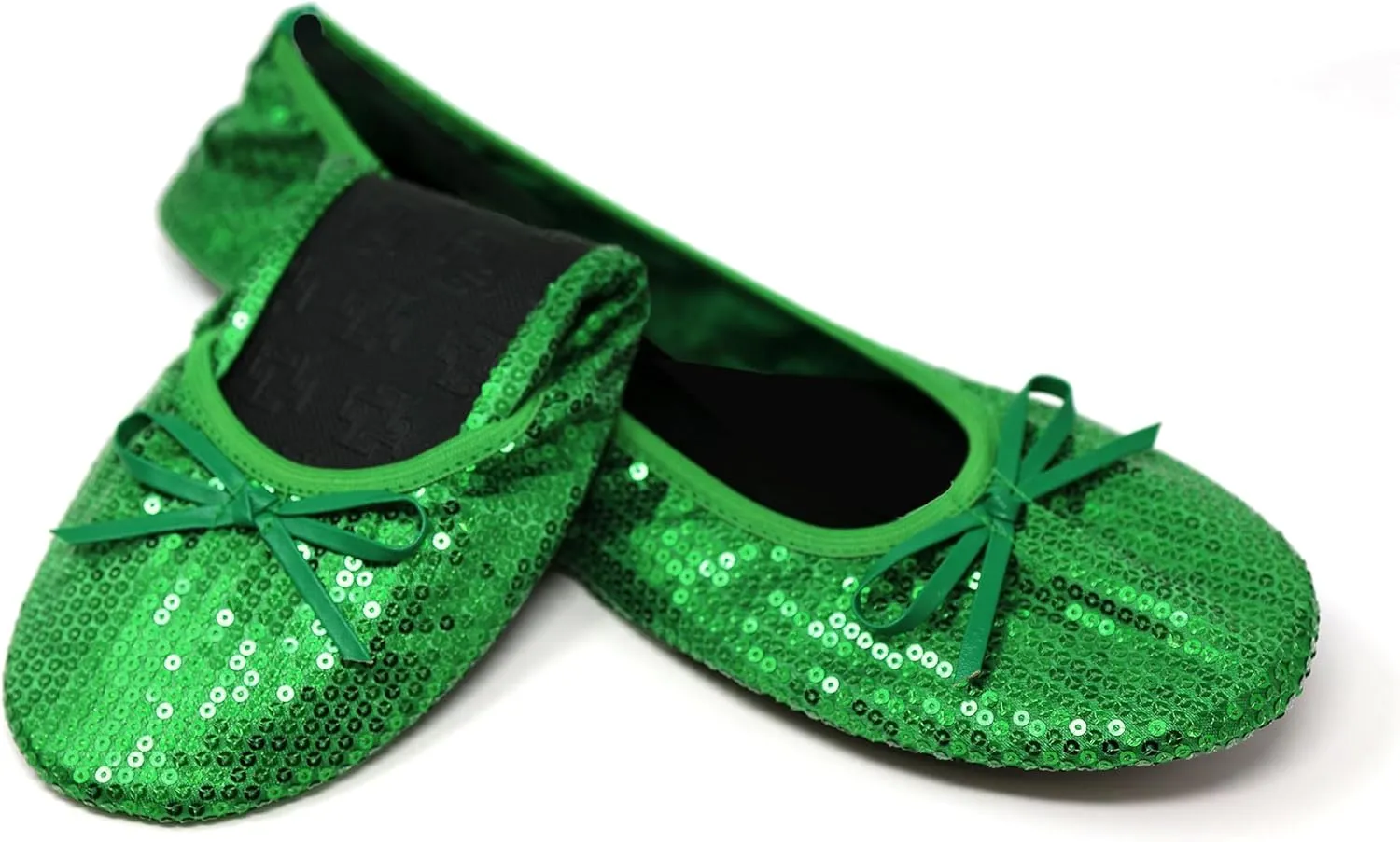 Silky Toes Women's Foldable Sequin Shoes Dressy Ballet Flats Roll Up Slipper Shoe with Matching Carrying Pouch