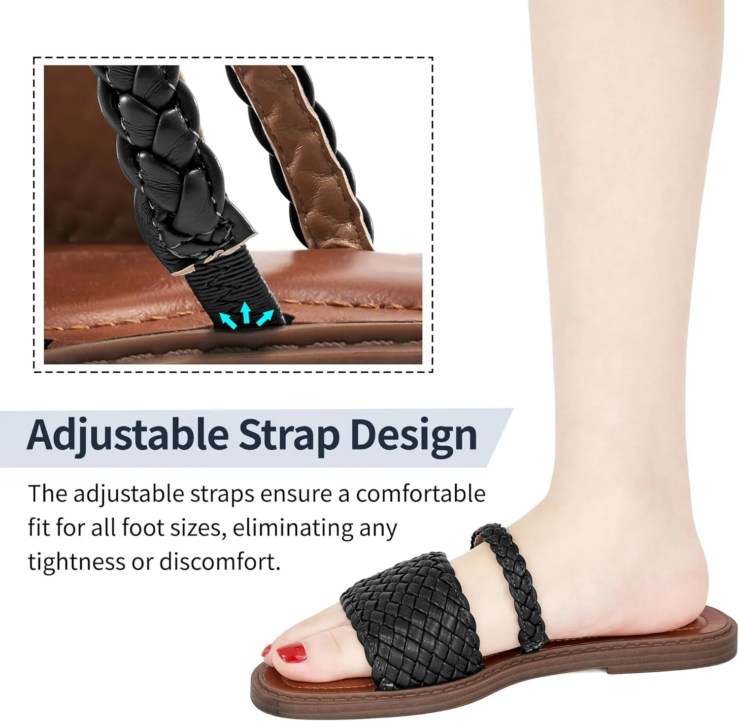 Slides for Women Comfort Sandals: Summer Dressy Beach Braided Sandal - Ladies Casual Walking Shoes