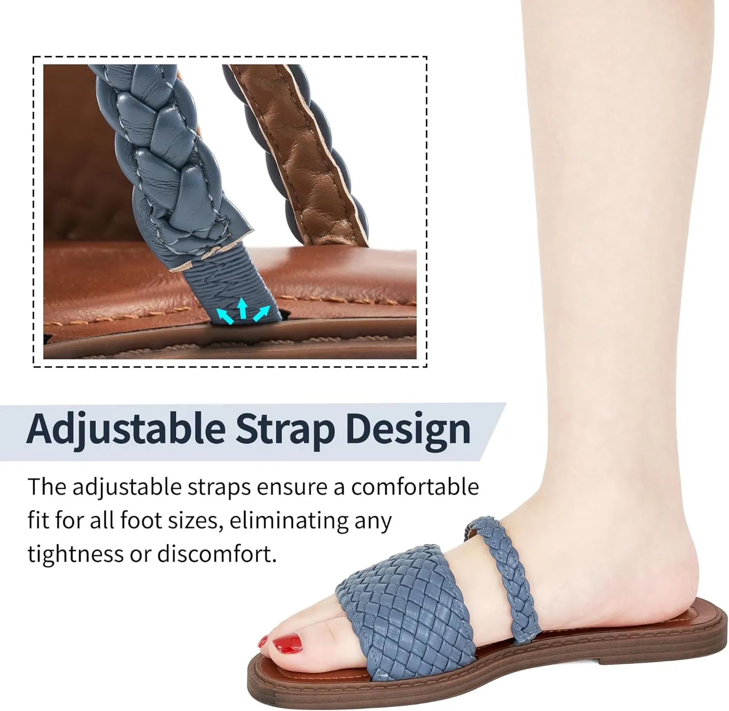 Slides for Women Comfort Sandals: Summer Dressy Beach Braided Sandal - Ladies Casual Walking Shoes