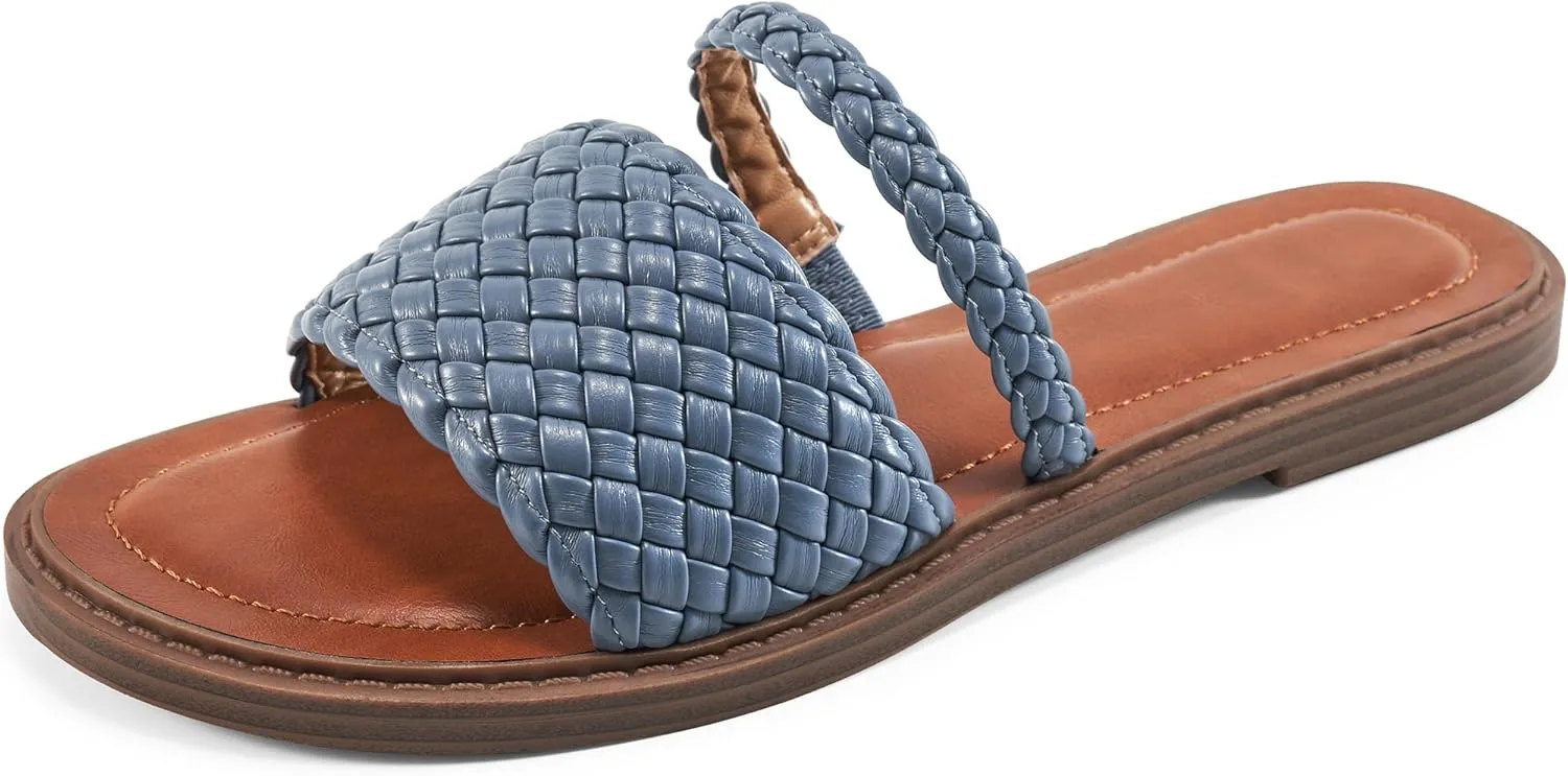 Slides for Women Comfort Sandals: Summer Dressy Beach Braided Sandal - Ladies Casual Walking Shoes
