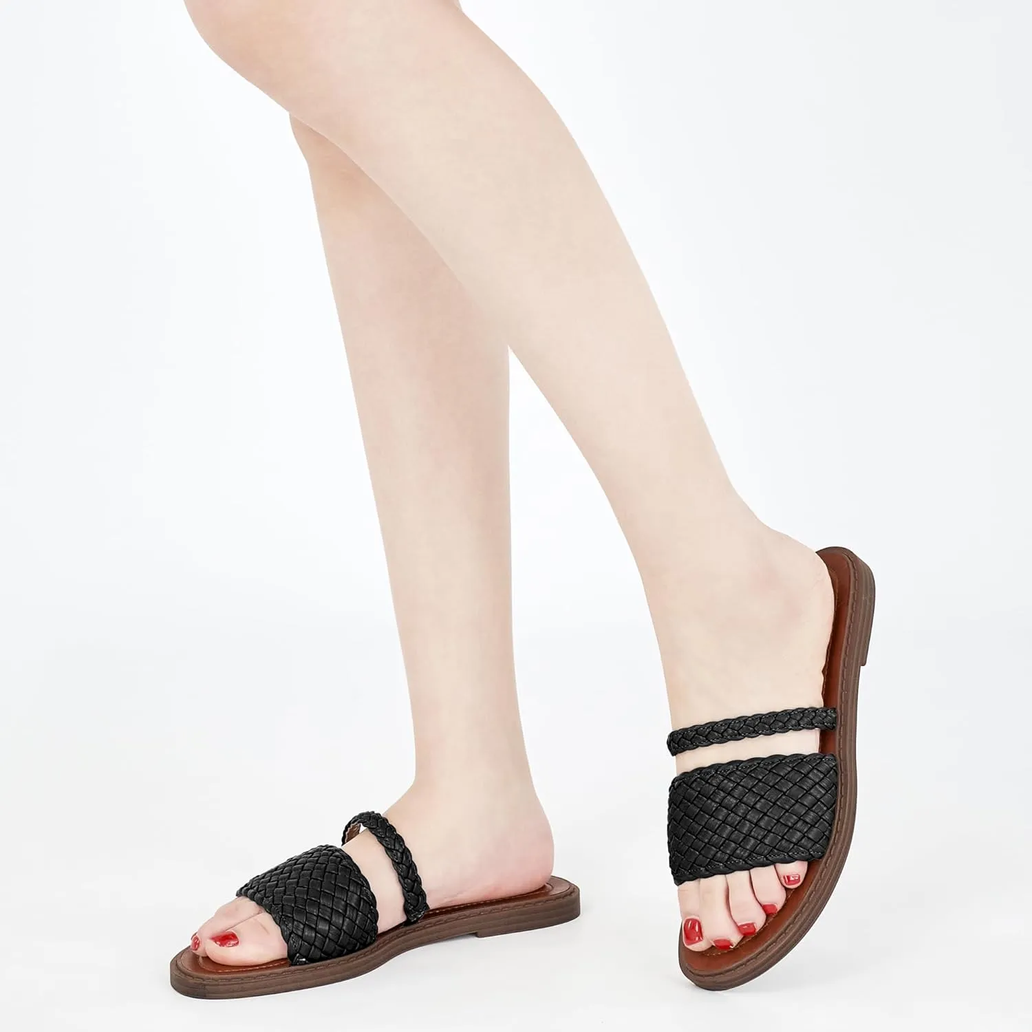 Slides for Women Comfort Sandals: Summer Dressy Beach Braided Sandal - Ladies Casual Walking Shoes