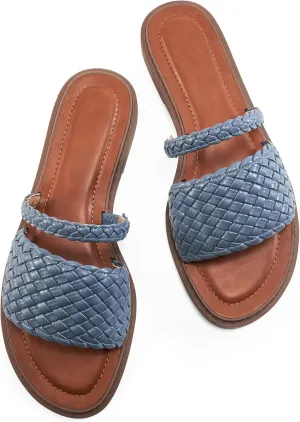 Slides for Women Comfort Sandals: Summer Dressy Beach Braided Sandal - Ladies Casual Walking Shoes