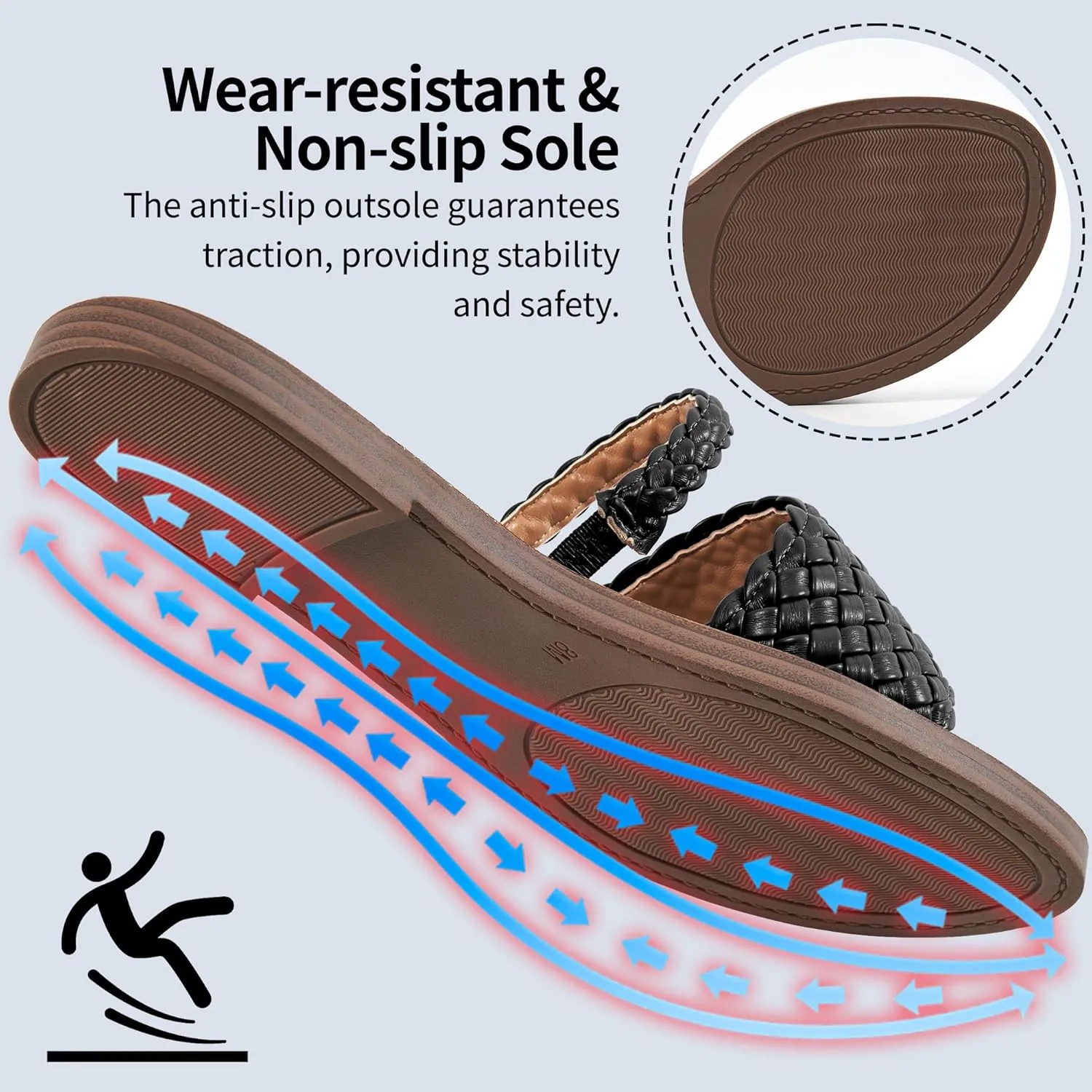 Slides for Women Comfort Sandals: Summer Dressy Beach Braided Sandal - Ladies Casual Walking Shoes