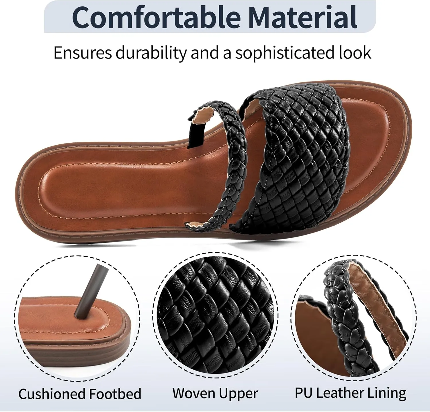 Slides for Women Comfort Sandals: Summer Dressy Beach Braided Sandal - Ladies Casual Walking Shoes