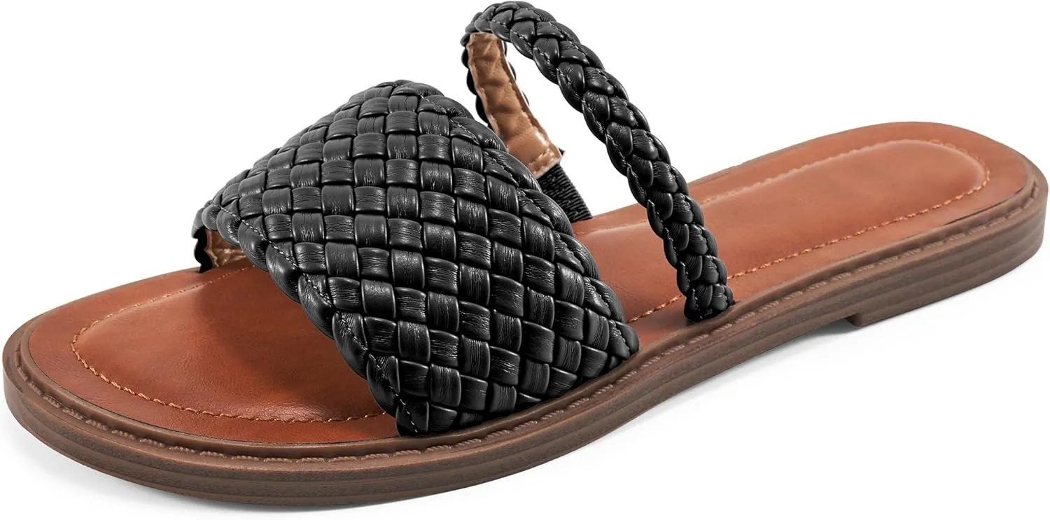 Slides for Women Comfort Sandals: Summer Dressy Beach Braided Sandal - Ladies Casual Walking Shoes