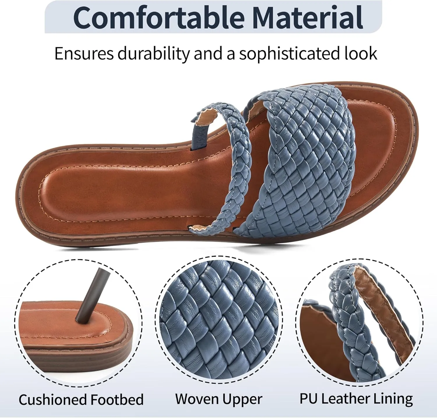 Slides for Women Comfort Sandals: Summer Dressy Beach Braided Sandal - Ladies Casual Walking Shoes