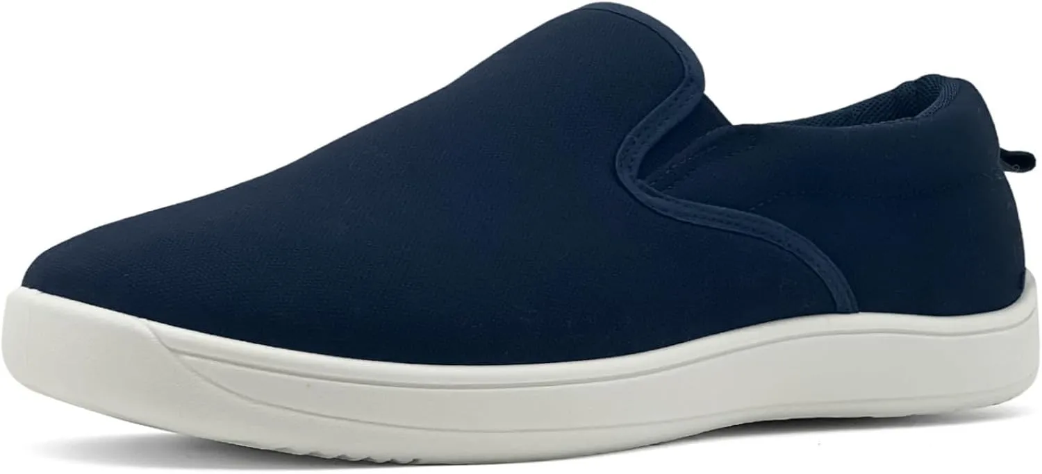 Slip on Shoes for Men, Classic Canvas Casual Shoes Comfortable Flats Men's White Loafers Low Top Sneakers Hands Free