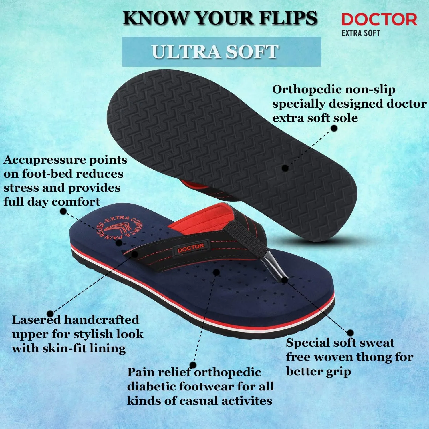 Slipper Care Orthopaedic and Diabetic Comfort Doctor Slipper, Flip-Flop, Cushion, Slides and House Slipper for Men's and boys ULTRA SOFT D-28