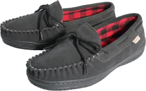 Slippers for Men’s House Shoes Moccasin with Genuine suede Upper Flanel Lining Comfortable Memory Foam Rubber Soles Indoor Outdoor