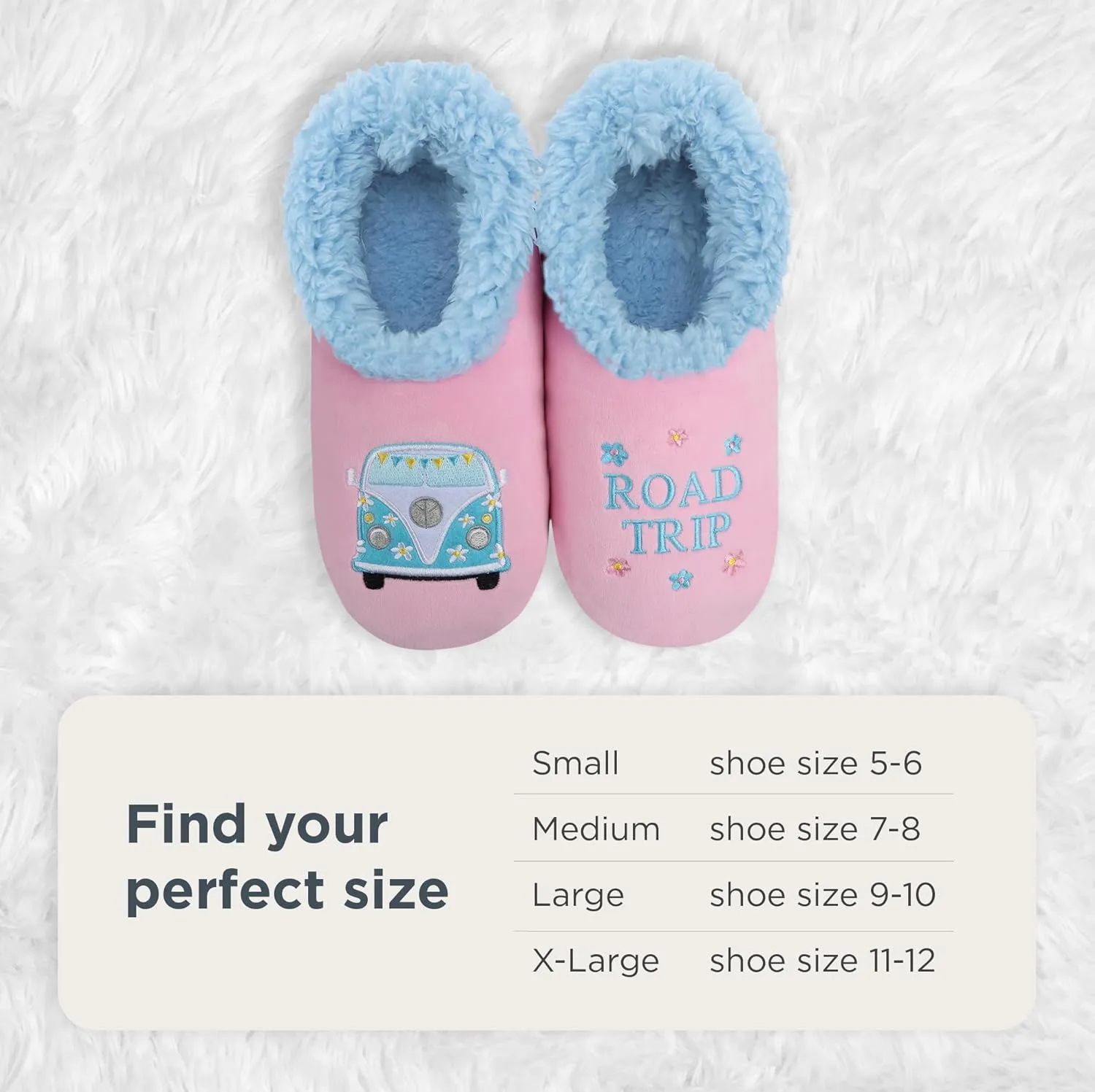 Snoozies Pairable Slipper Socks - Funny House Slippers for Women, Non-Slip Fuzzy Slipper Socks - Happy Camper