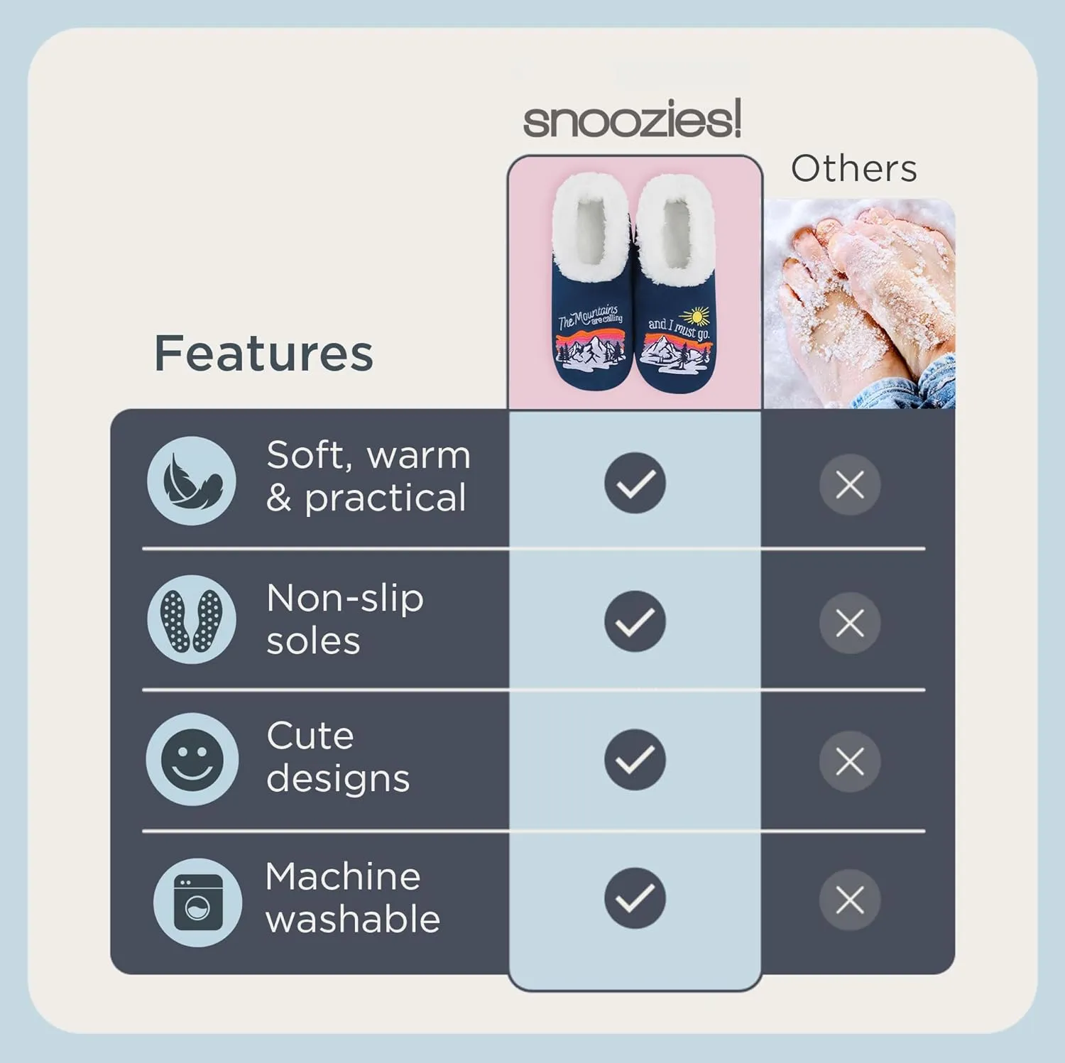 Snoozies Pairable Slipper Socks - Funny House Slippers for Women, Non-Slip Fuzzy Slipper Socks - Happy Camper
