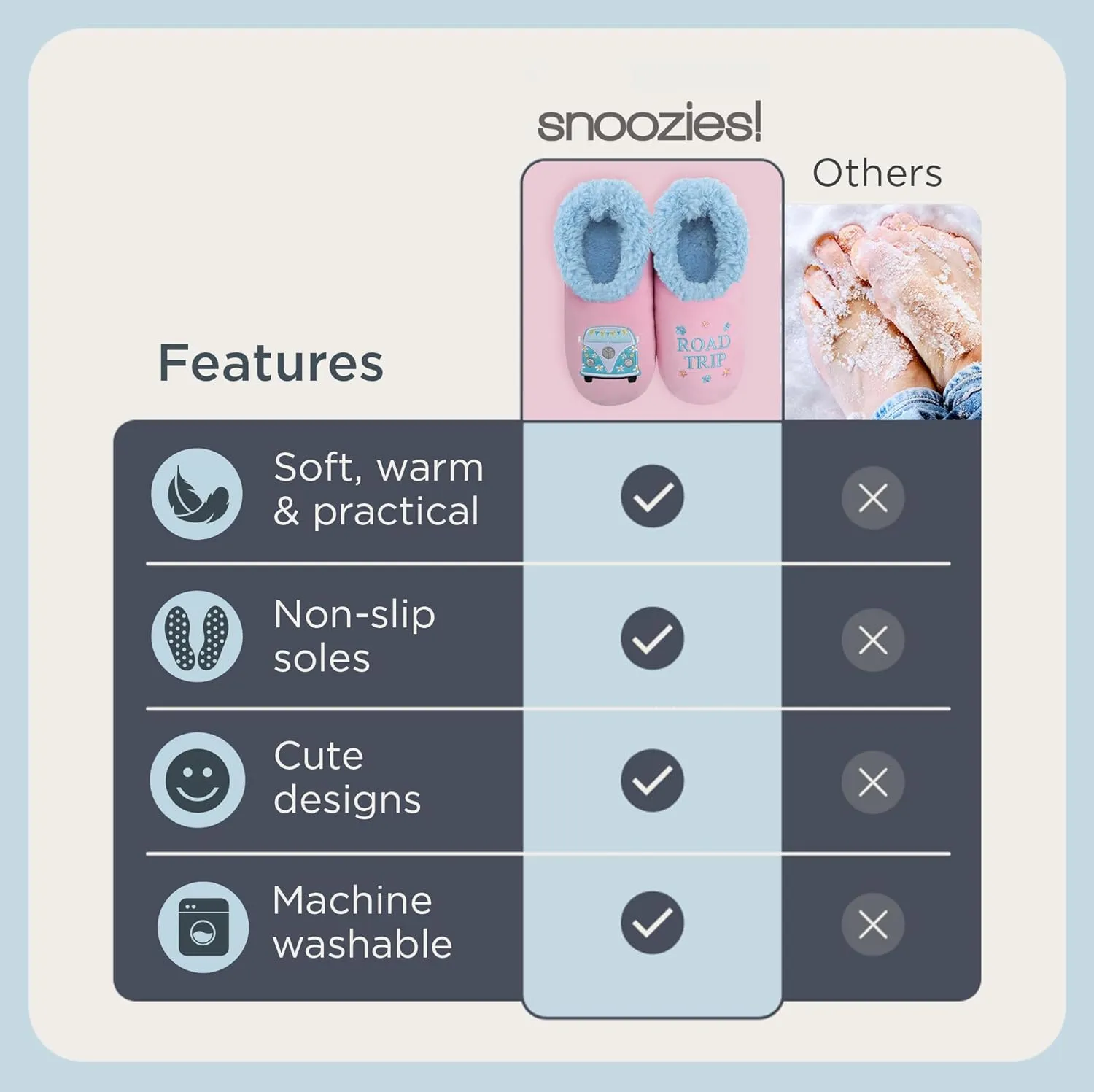 Snoozies Pairable Slipper Socks - Funny House Slippers for Women, Non-Slip Fuzzy Slipper Socks - Happy Camper