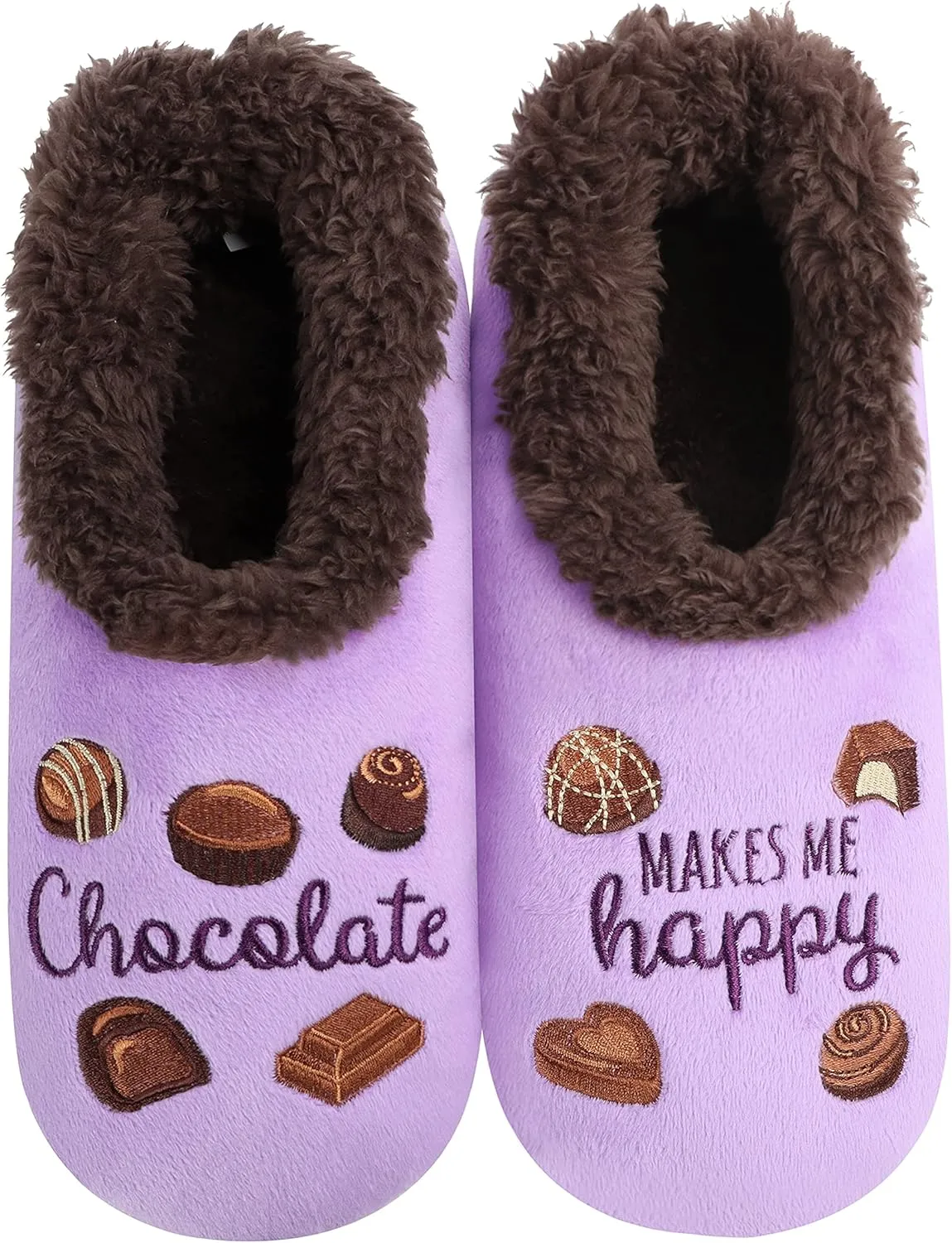 Snoozies Pairable Slipper Socks - Funny House Slippers for Women, Non-Slip Fuzzy Slipper Socks