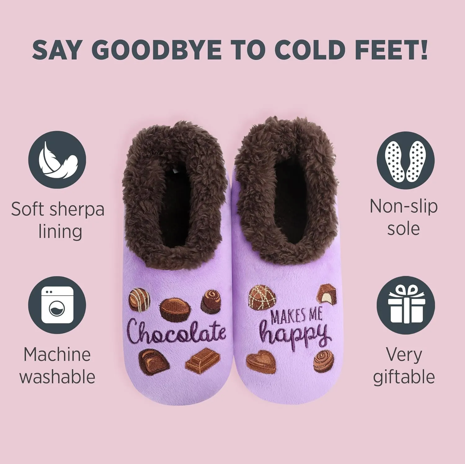 Snoozies Pairable Slipper Socks - Funny House Slippers for Women, Non-Slip Fuzzy Slipper Socks