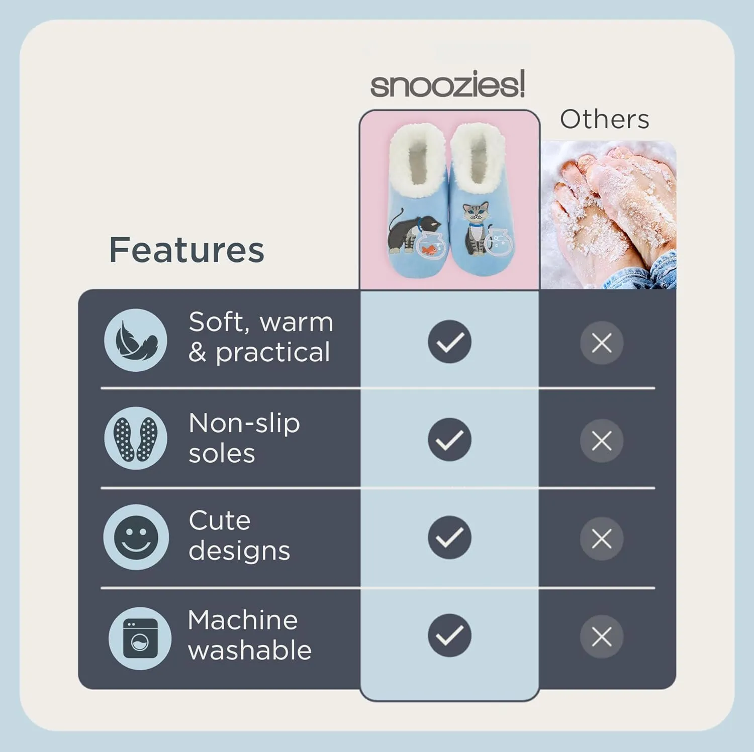 Snoozies Pairable Slipper Socks - Non-Slip Fuzzy Cat Slippers for Women