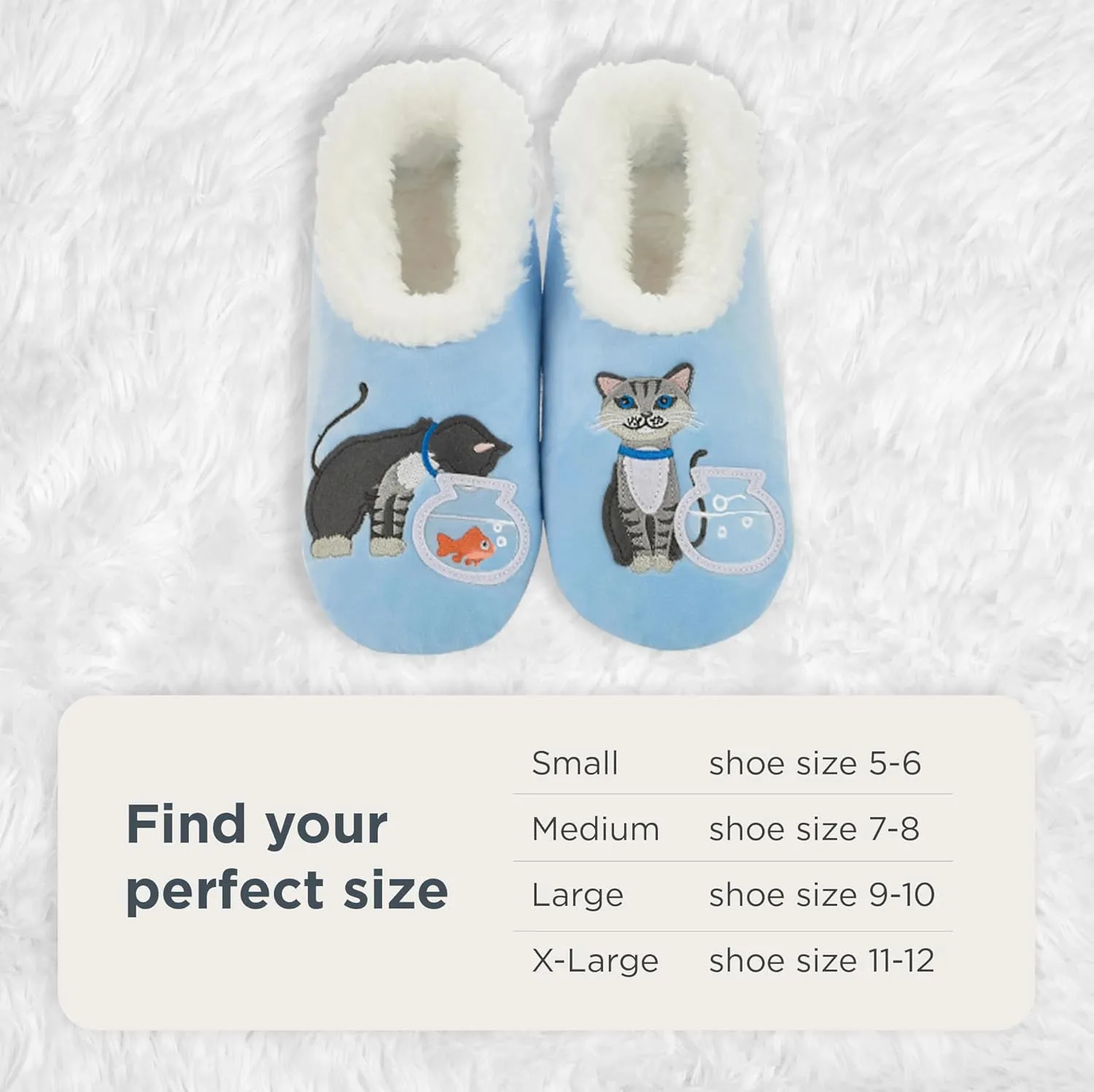 Snoozies Pairable Slipper Socks - Non-Slip Fuzzy Cat Slippers for Women