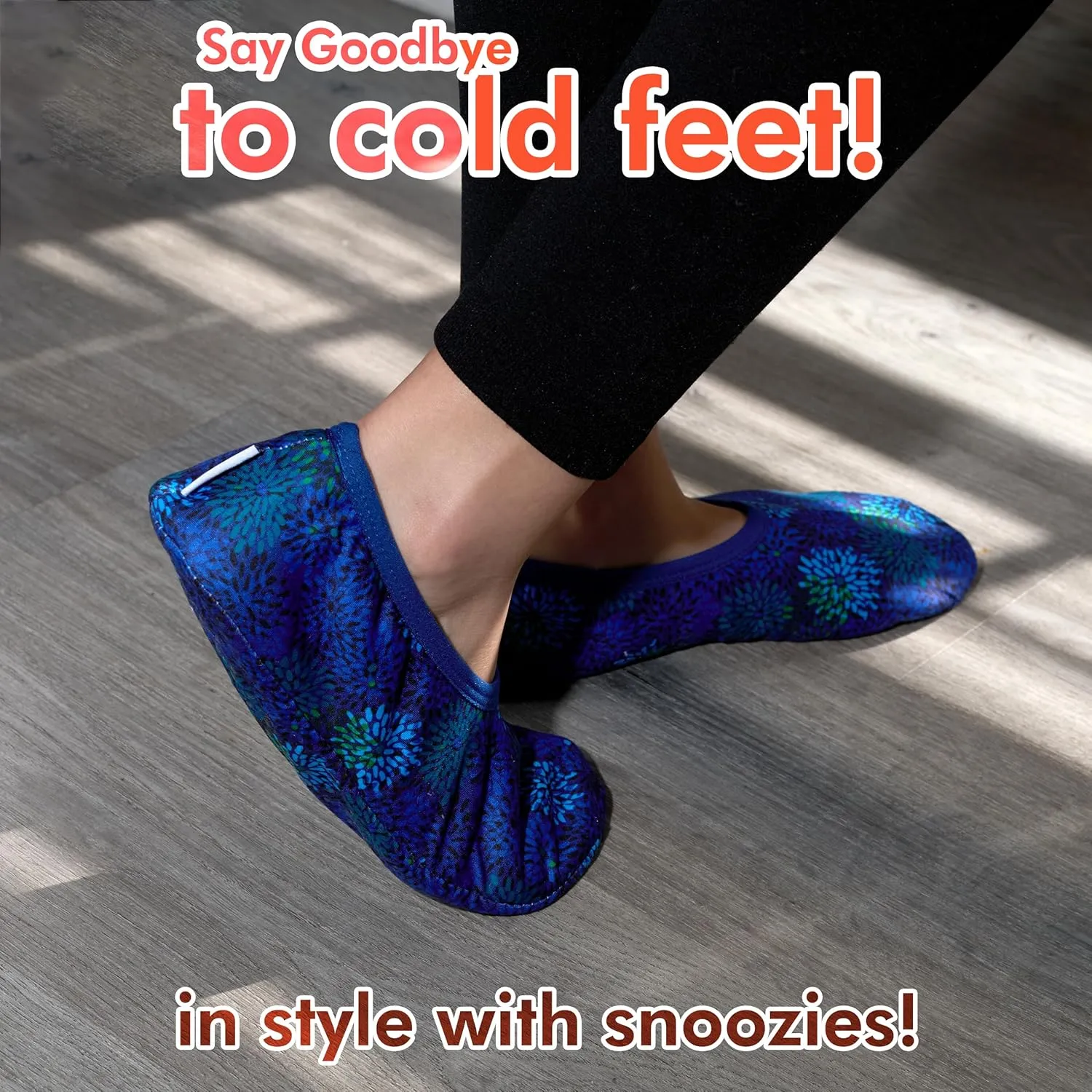 Snoozies Skinnies Slipper Socks Cozy, Foldable Slippers for Women, Non Slip Socks for Travel & Indoors - Bright Daisy
