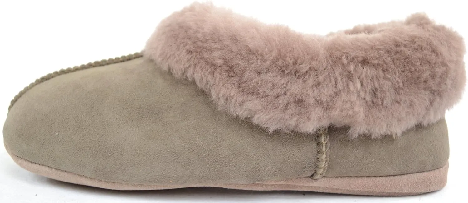 SNUGRUGS Ladies Luxury Genuine 100% Full Sheepskin Slipper with Soft Sole