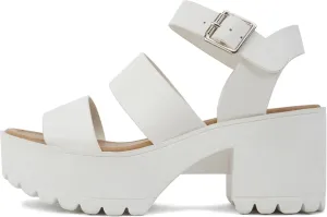 Soda ACCOUNT ~ Women Open Toe Two Bands Lug sole Fashion Block Heel Sandals with Adjustable Ankle Strap