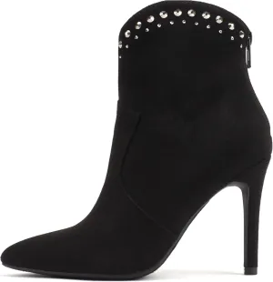 Soda “BANGLE” ~ Women Pointed Toe Stiletto High Heel Rhinestone Western Ankle Boot with Back Zipper