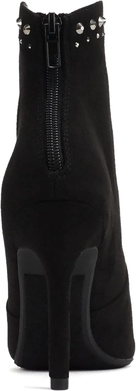 Soda “BANGLE” ~ Women Pointed Toe Stiletto High Heel Rhinestone Western Ankle Boot with Back Zipper