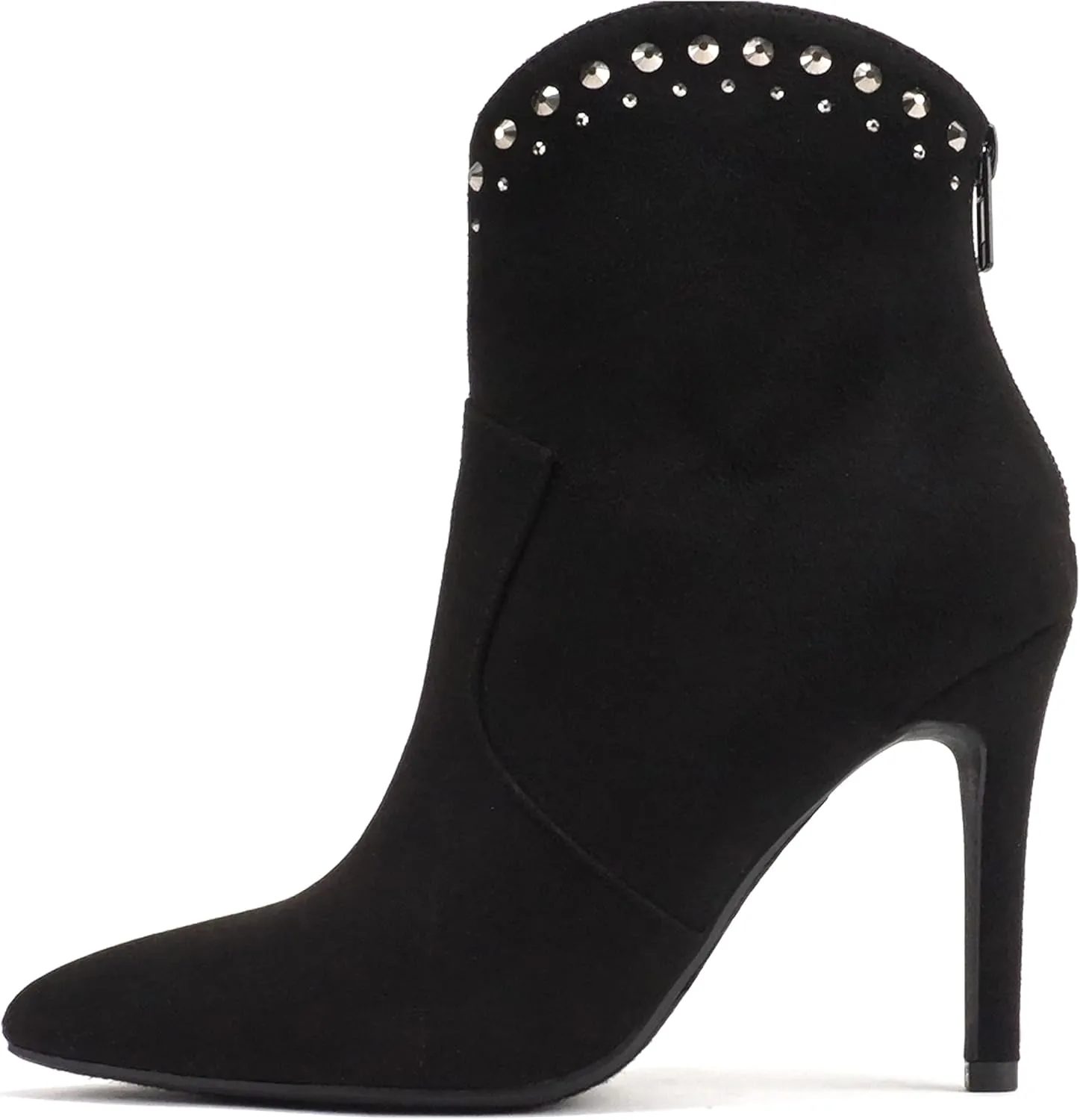 Soda “BANGLE” ~ Women Pointed Toe Stiletto High Heel Rhinestone Western Ankle Boot with Back Zipper