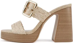 Soda “Charlie” ~ Women Open Square Toe Two Band Slip-On High Heel Sandal with Adjustable Buckle Strap