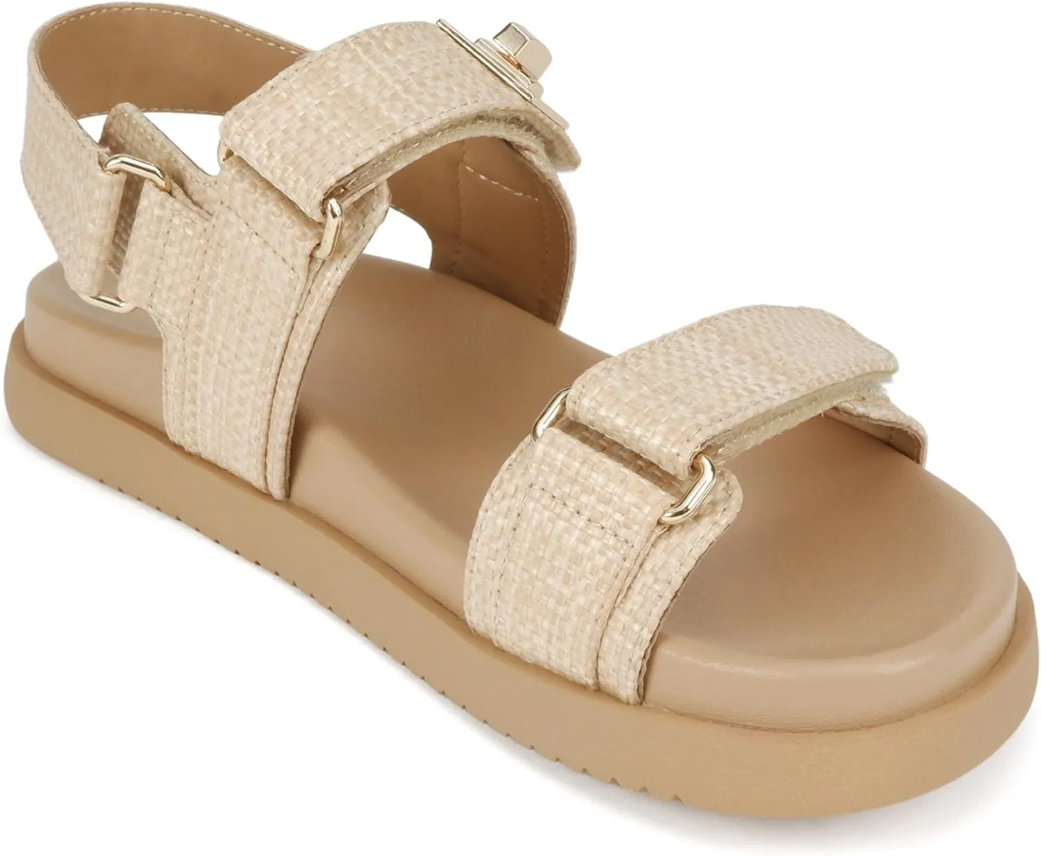 Soda “Cobber” ~ Women Round Toe Double Band Slingback Flat Sandal