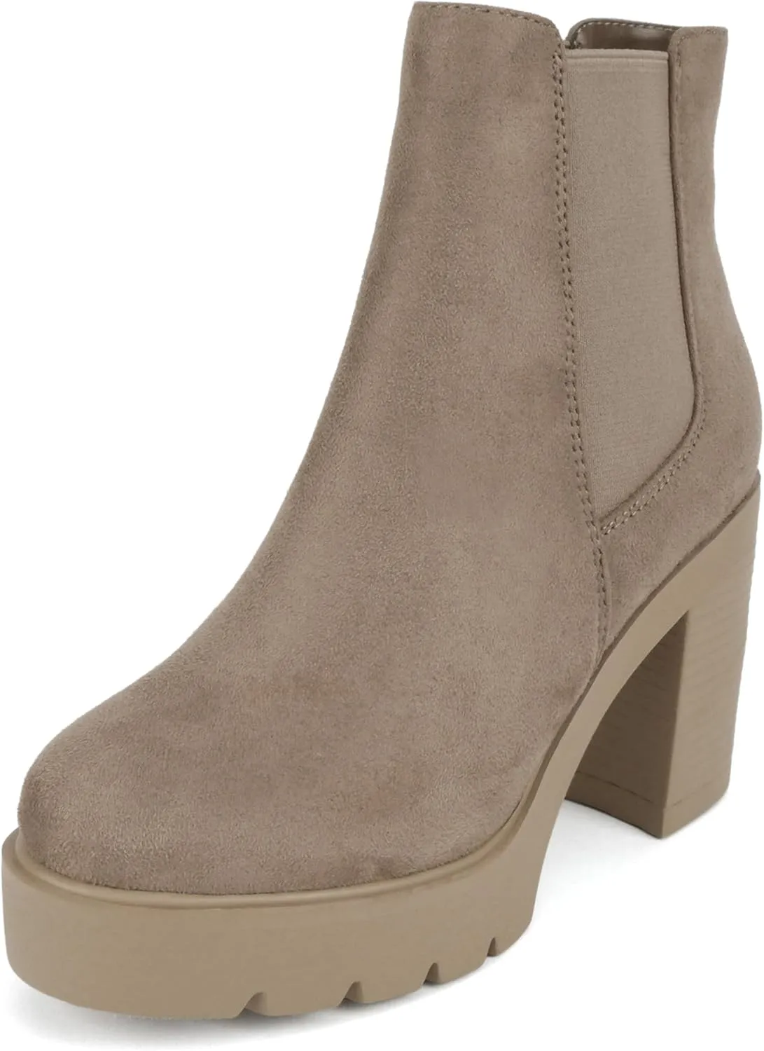 Soda EDITOR ~ Women Lug Sole High Heel Chelsea Fashion Ankle Boot w/Double Elastic Gore