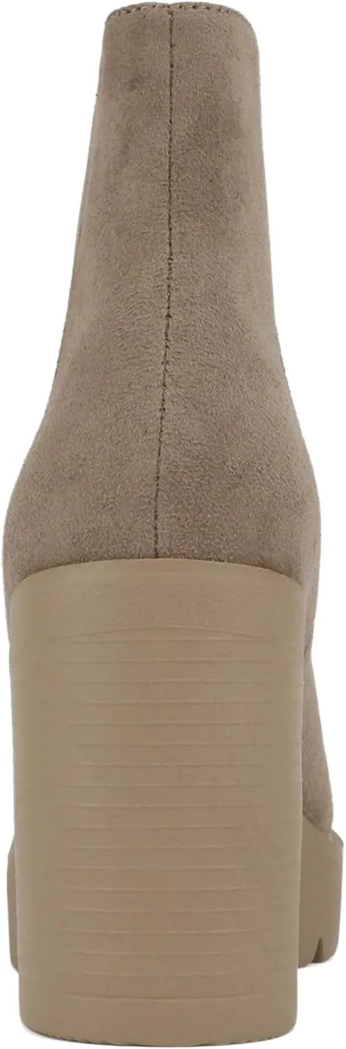 Soda EDITOR ~ Women Lug Sole High Heel Chelsea Fashion Ankle Boot w/Double Elastic Gore