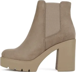 Soda EDITOR ~ Women Lug Sole High Heel Chelsea Fashion Ankle Boot w/Double Elastic Gore