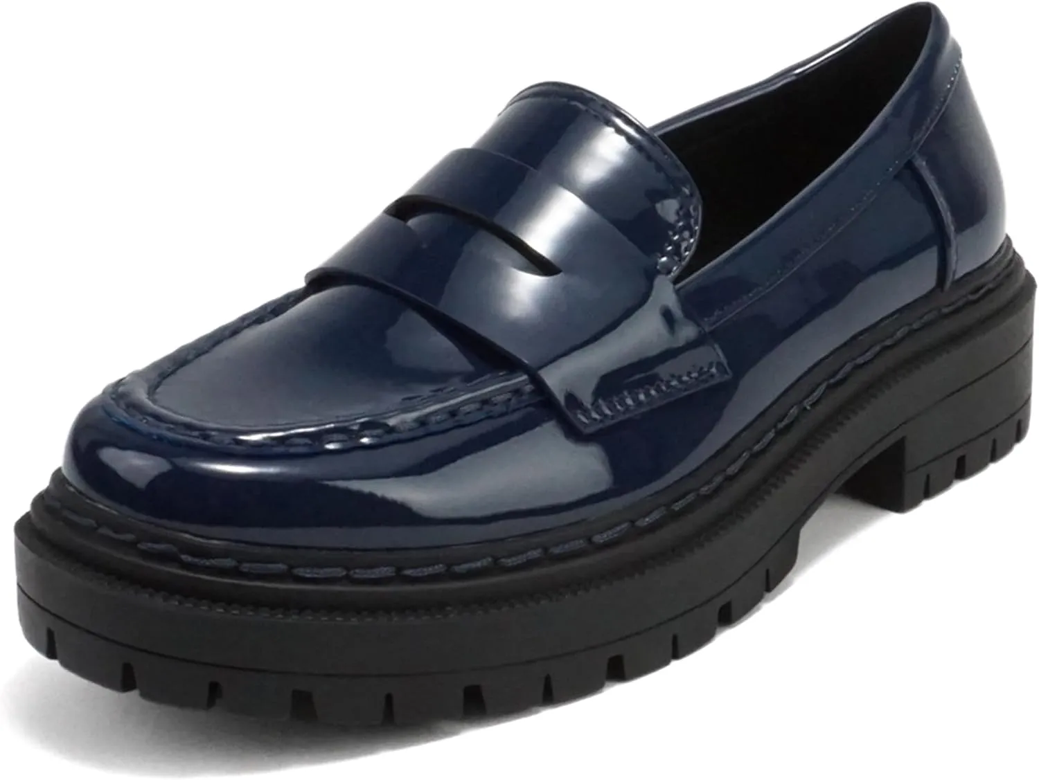 Soda “Eureka” ~ Women Slip On Platform Penny Loafer Lug Sole with Stitched Detail