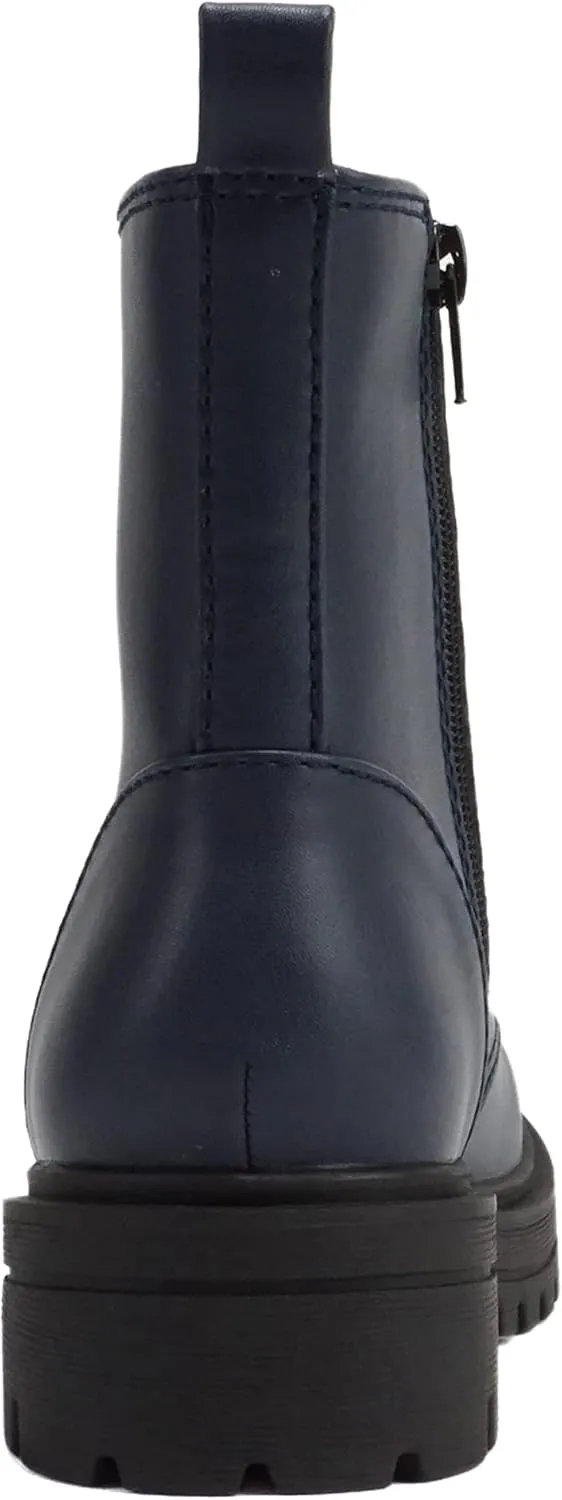 Soda FIRM - Lug Sole Combat Ankle Bootie Lace up w/Side Zipper