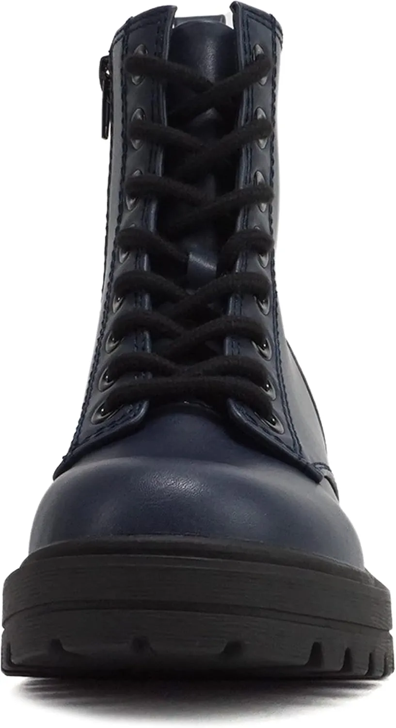 Soda FIRM - Lug Sole Combat Ankle Bootie Lace up w/Side Zipper