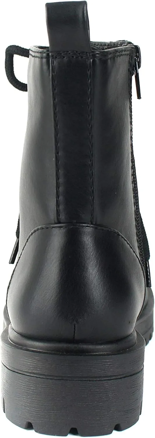 Soda FIRM - Lug Sole Combat Ankle Bootie Lace up w/Side Zipper