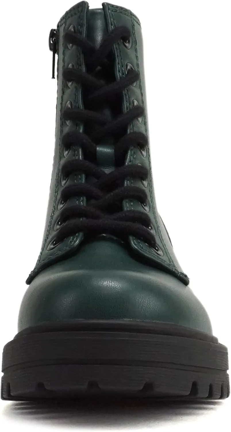 Soda FIRM - Lug Sole Combat Ankle Bootie Lace up w/Side Zipper
