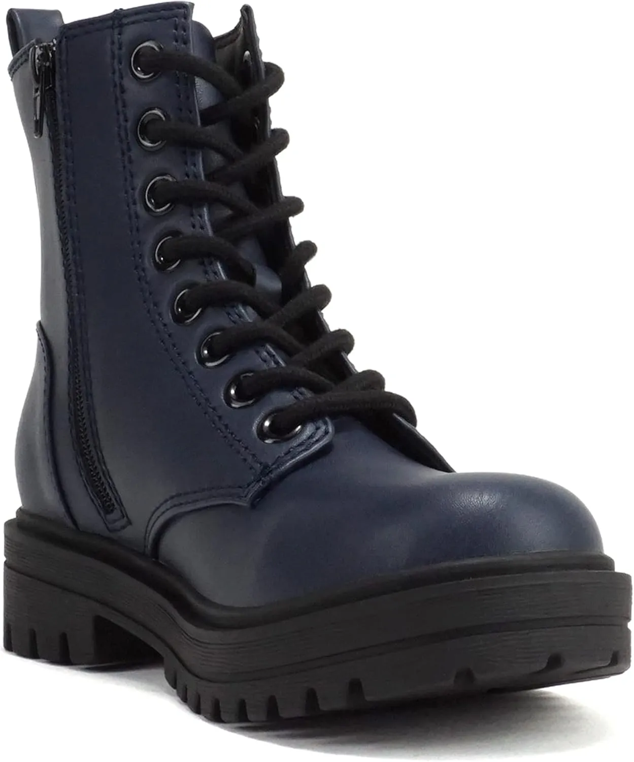 Soda FIRM - Lug Sole Combat Ankle Bootie Lace up w/Side Zipper