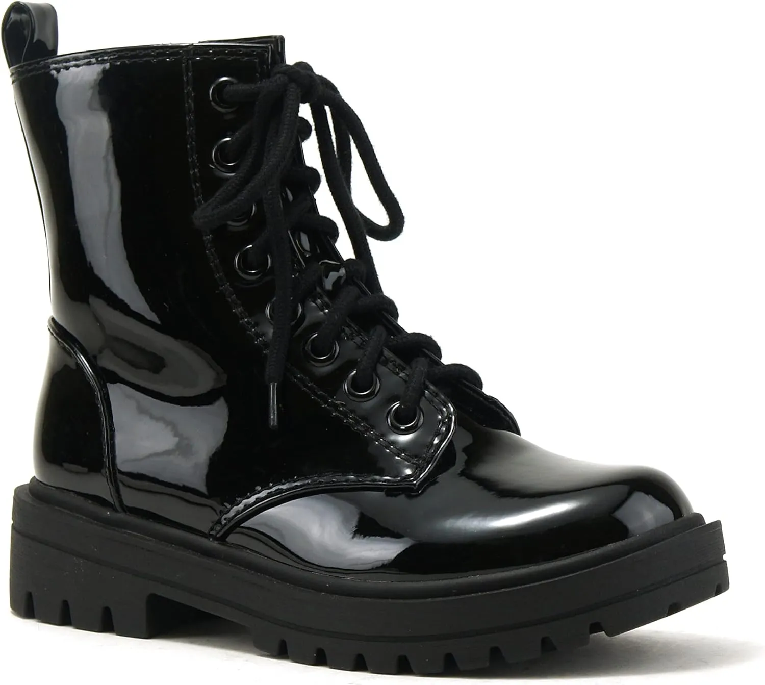 Soda FIRM - Lug Sole Combat Ankle Bootie Lace up w/Side Zipper
