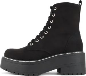 Soda FLING Women Chunky Lug Sole Lace up Fashion Combat Ankle Boot w/Side Zipper