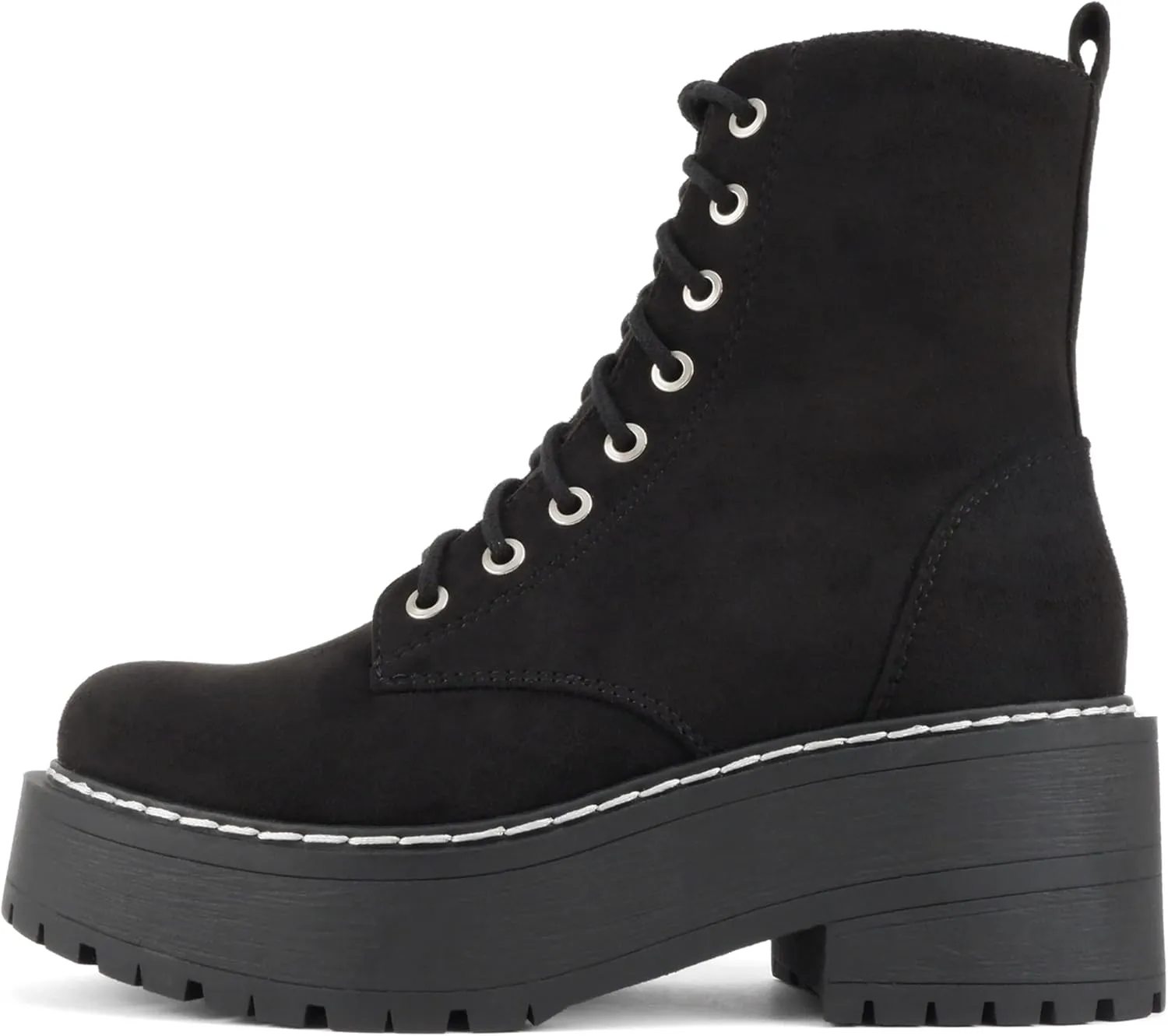 Soda FLING Women Chunky Lug Sole Lace up Fashion Combat Ankle Boot w/Side Zipper