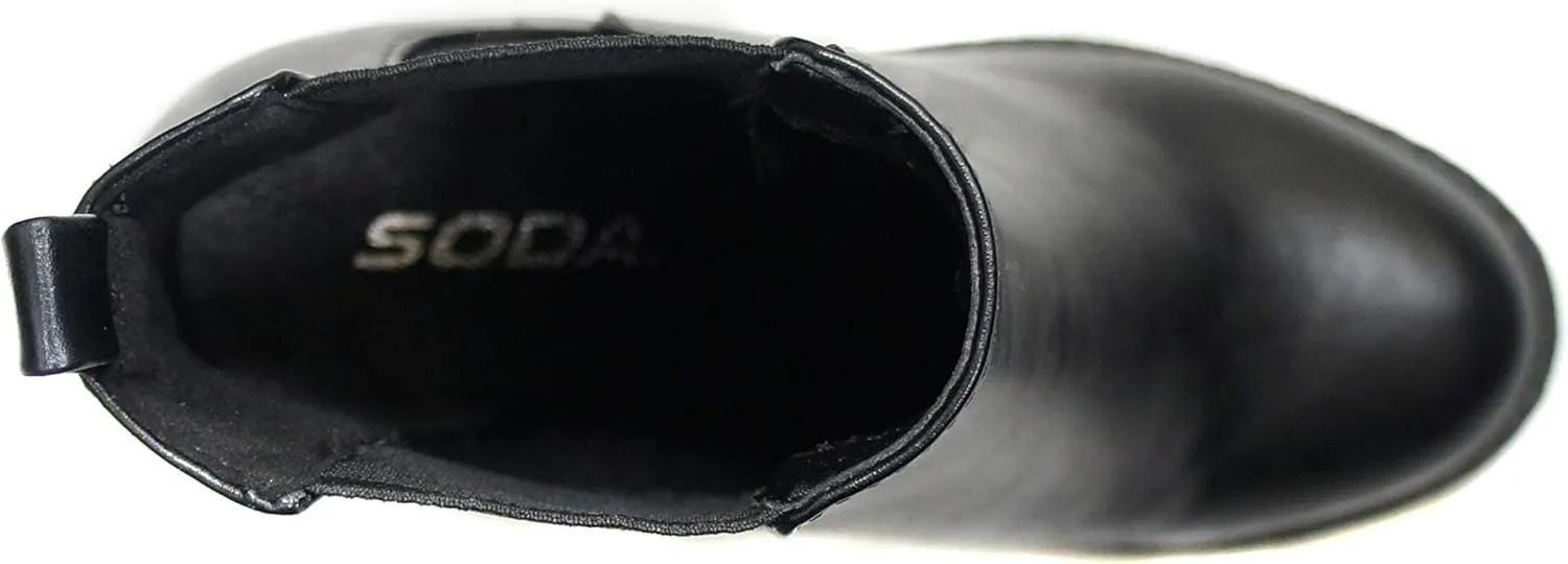 Soda Glove - Ankle Boot w/Lug Sole Elastic Gore and Chunky Heel