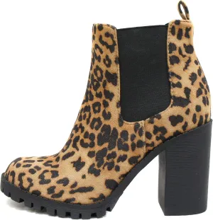 Soda Glove - Ankle Boot w/Lug Sole Elastic Gore and Chunky Heel