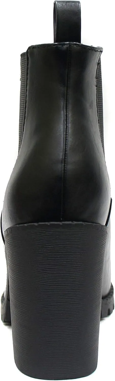 Soda Glove - Ankle Boot w/Lug Sole Elastic Gore and Chunky Heel