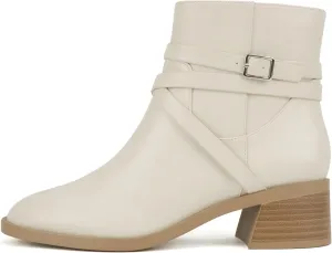 Soda “Heron” ~ Women Round Toe Low Block Heel Ankle Boot with Side Zipper