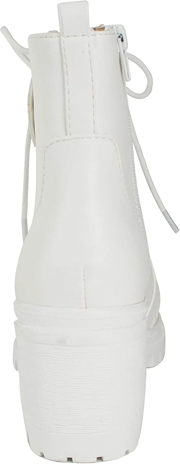 Soda INDIANA - Lug Sole Combat Lace up w/Side Zipper Fashion Ankle Bootie Shoes